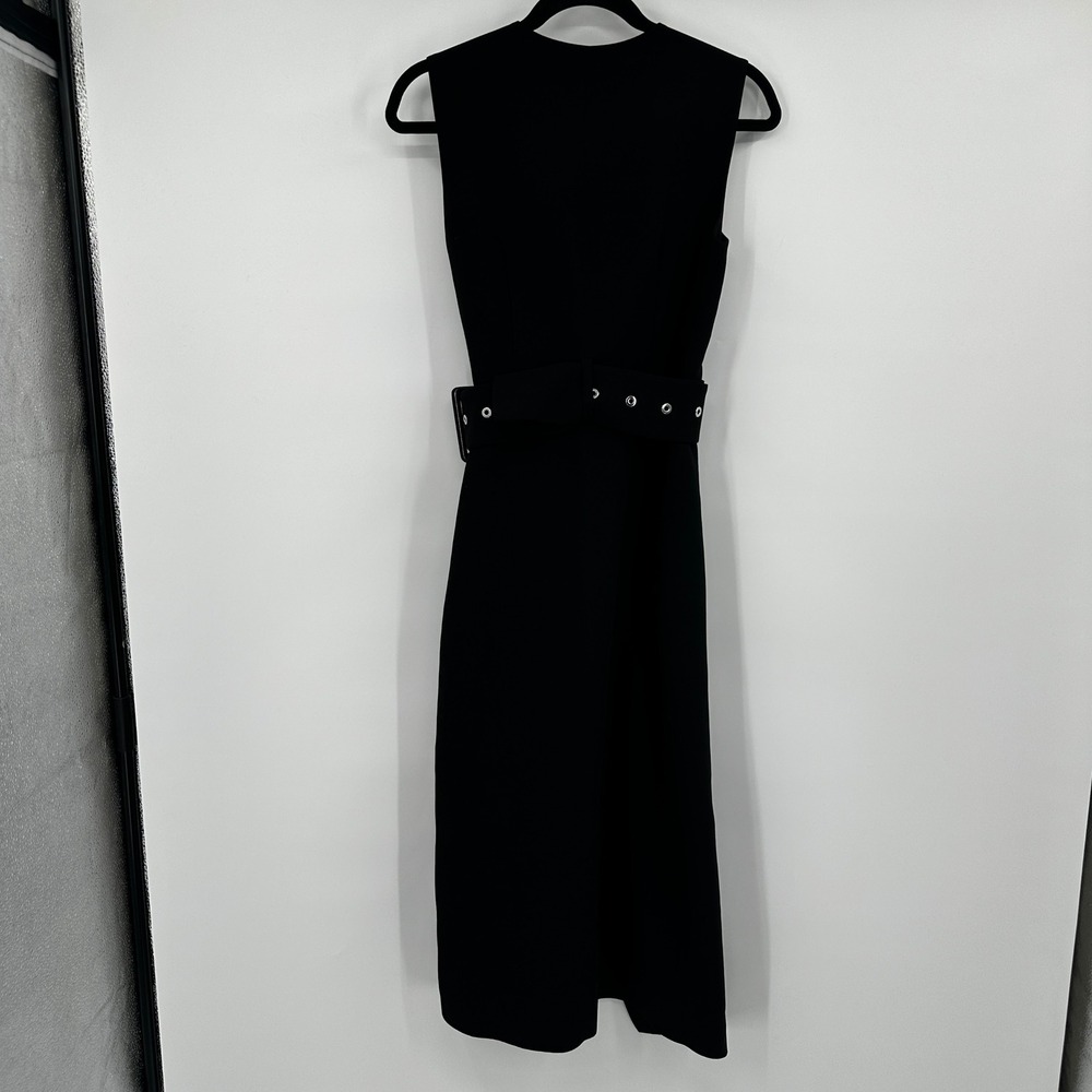 Modern Citizen Black Sleeveless Belted Wrap Midi Dress Grommet Belt XS Workwear - Picture 7 of 11